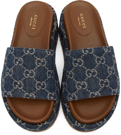 gucci platform slide sandal outfit ideas|Gucci denim sandals.